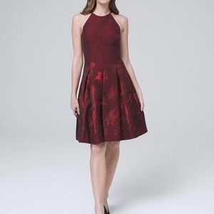 NWT WHBM red floral jacquard dress, 8